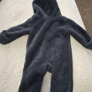 Carter's Fuzzy Charcoal Hooded Bodysuit